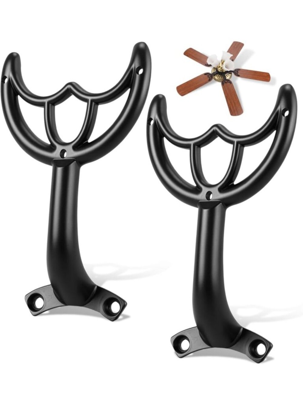 2 Pack Ceiling Fan Blade Arms - Durable Zinc Alloy Brackets in Sleek Black